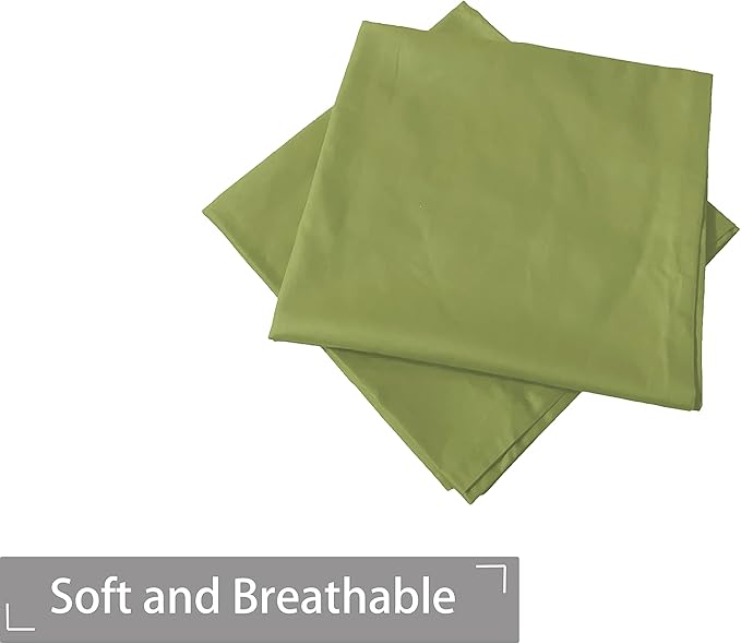 iMaylex Soft 100% Cotton Zipper Closure Pillowcases, Cozy and Lightweight Pillow Case, Set of 2, Olive Green, King, 20" x 36"