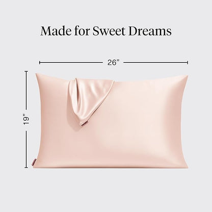 Kitsch Satin Pillowcase with Zipper for Hair & Skin - Softer Than Silk Pillow Cases, Smooth Cooling Satin Pillow Case, Wrinkle-Free, Machine Washable - Pillow Cases Standard Size (19x26) - Blush