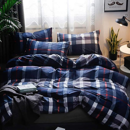 Houseri Navy Blue Plaid Comforter Sets Twin for Boys Deep Blue Buffalo Checkered Bed Sets Dark Color Grid Bedding Kids Teen Girls College Multicolor Checks Gingham Dorm Bedding Twin Size