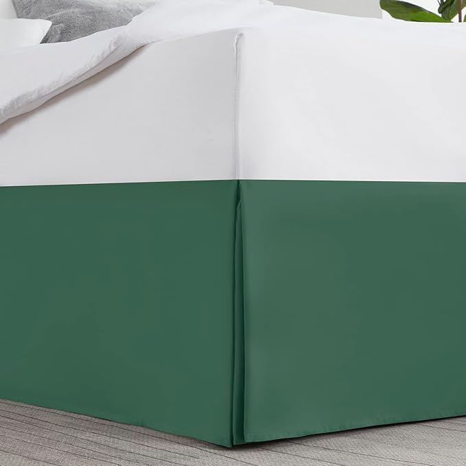 Nestl Hunter Green Bed Skirt Queen Size - Queen Bed Skirt 14 Inch Drop - Brushed Microfiber Bed Skirts - Hotel Quality Pleated Bed Skirt - Shrinkage & Fade Resistant