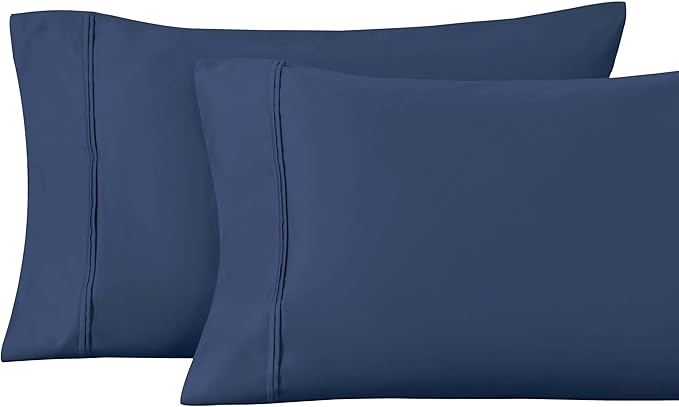 1200 Thread Count 100% Egyptian Cotton, Soft and Breathable, 2-Piece Standard Pillowcase Set Solid, Navy Blue