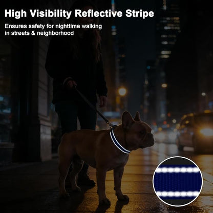 Taglory AirTag Dog Collar with Waterproof Holder for Large Dogs, Navy Blue | Reflective for Night Walks & Low-Light Safety, Track Your Pup Peace of Mind, Adjustable Soft Padded, No More Dangling Tags XL