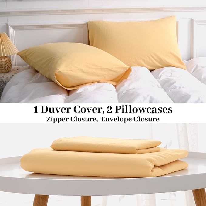 NEXHOME PRO Duvet Cover Set 100% Washed Cotton California Kingn 104"x98", Organic Natural Linen Look Textured 3 Pieces Bedding Set with Zipper Closure, Breathable (No Comforter)