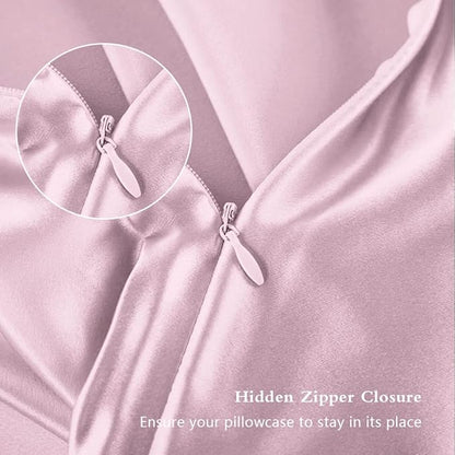 Silk Pillowcase for Hair and Skin, Mulberry Silk Pillow Cases Standard Size, Anti Acne Cooling Sleep Both Sides Natural Silk Satin Pillow Covers with Hidden Zipper, Gifts for Women Men, Light Pink