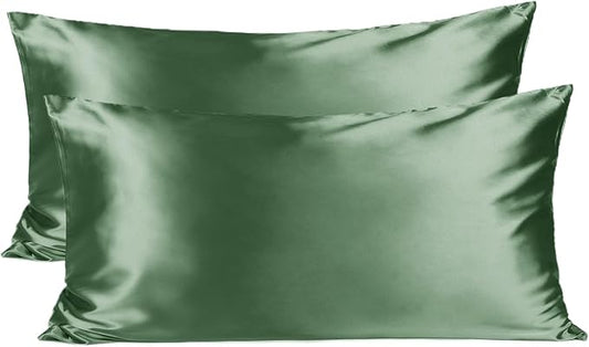YANIBEST Satin Pillowcase for Hair and Skin Care Silk Pillowcase 2 Pack Queen Size Pillow Cases Set of 2 -Satin Cooling Pillow Covers with Hidden Zipper Floral Print,King 20"x36"