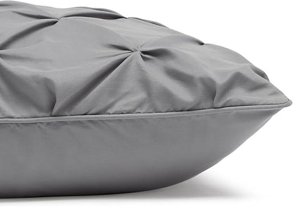 Amazon Basics Soft, Lightweight King Size Comforter Set, All-Season Down-Alternative 3-Piece Bedding Set, Pinch Pleat Design with Piped Edges, Dark Grey