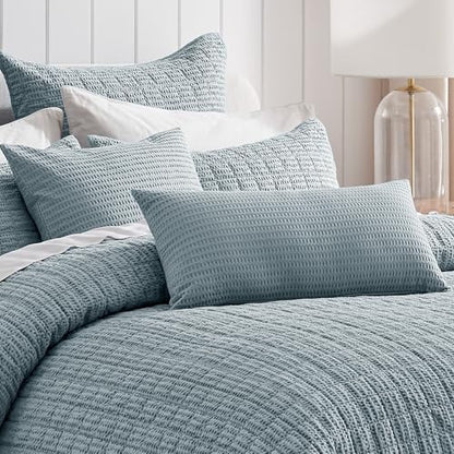 Levtex Home - Cloud Waffle Square Decorative Pillow - 20x20in - Textured Waffle Weave - Chambray - Polyester Filled - Cotton Solid Back - Zipper Closure