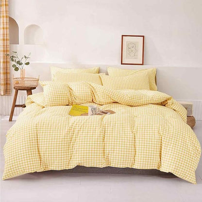ETDIFFE Twin/Twin XL Size Yellow Comforter Set, 2 Piece Farmhouse Gingham Grid Bed Set - Soft and Lightweight Buffalo Checkered Plaid Down Alternative Microfiber Comforter for Girls Kids, 68x90
