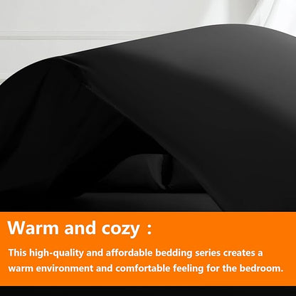 TAIMIT Twin Size Comforter Set - 5 Pieces, Bed in a Bag Bedding Sets with All Season Soft Quilted Warm Fluffy Reversible Comforter,Flat Sheet,Fitted Sheet,1 Pillow Shams,1 Pillowcases,Black