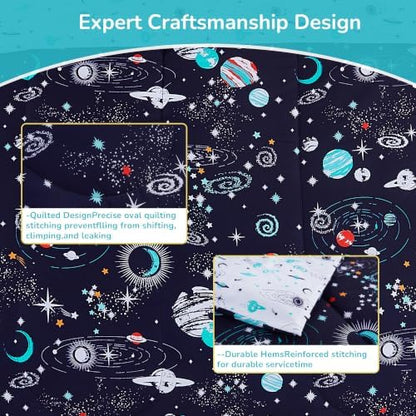 Viviland Kids Bedding Set Full Size Comforter Sets, Bed in Space Universe Cover Set for Children