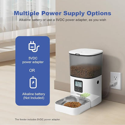 Automatic Cat Feeder, 4L Cat Food Dispenser with 10s Voice Recorder, Pet Feeder up to 8 Meals per Day, Timed Dog Feeder with Dry Food Sealed Ring