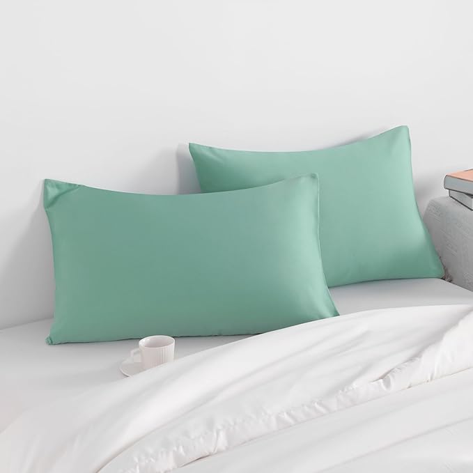 NTBAY King Pillow Cases Set of 2, 2 Pack Brushed Microfiber 20x36 Pillow Cases, Soft, Wrinkle, Fade, Stain Resistant Mint Green Pillow Cases with Envelope Closure, 20x36 Inches, Mint Green