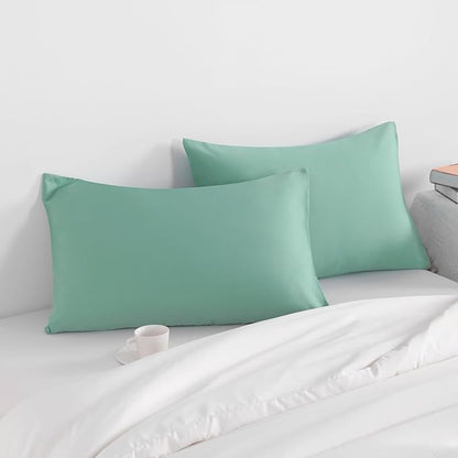 NTBAY Standard Pillow Cases Set of 2, 2 Pack Brushed Microfiber 20x26 Pillow Cases, Soft, Wrinkle, Fade, Stain Resistant Mint Green Pillow Cases with Envelope Closure, 20x26 Inches, Mint Green