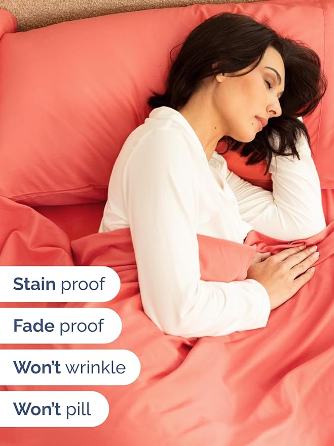 Extra Deep Twin Sheet Set - 4 Piece Breathable and Cooling Sheets - Hotel Luxury Bedding for Women, Men, Kids & Teens - Easy & Secure Fit - Soft, Wrinkle Free and Comfy - Extra Deep Pockets - Coral