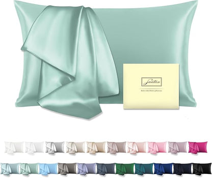 Mulberry Silk Pillowcase for Hair and Skin Pillow Case with Hidden Zipper Soft Breathable Smooth Cooling Silk Pillow Covers for Sleeping (Sage Green, King,1Pcs)