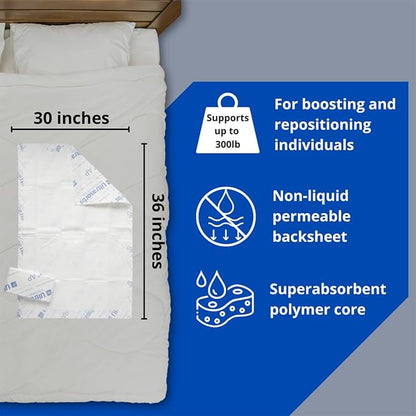 Medline Ultrasorbs Advanced+ Premium Underpads with Polymer for Superior Leak Protection, 300 lb Weight Capacity, 30x36 Inches, 10 Count