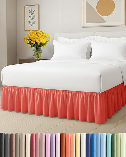Bedskirt Twin Size Ruffle - 12 inch Drop Dust Ruffle Bed Skirt with Platform - Ultra-Soft, Easy Fit, Premium Hotel Quality - Wrinkle, Fade & Shrink Resistant - for Women, Men, Kids and Teens - Coral