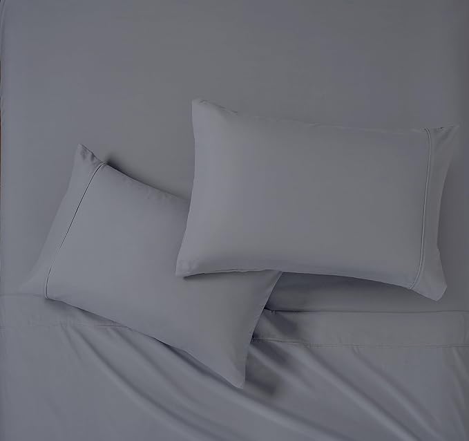 Modern Threads Soft Microfiber Solid Sheets - Luxurious Microfiber Bed Sheets - Includes Flat Sheet, Fitted Sheet with Deep Pockets, & Pillowcases Stone King