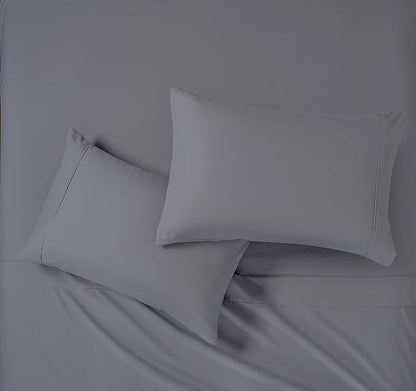 Modern Threads Soft Microfiber Solid Sheets - Luxurious Microfiber Bed Sheets - Includes Flat Sheet, Fitted Sheet with Deep Pockets, & Pillowcases Stone Queen