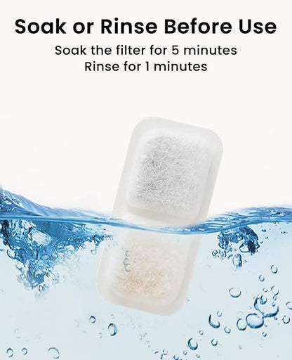 oneisall 4PCS Replacement Filters for 2.2L 3.2L Wireless Cat Fountain | 5-Layer Filtration,2 Months Set of Replacement Filters and Sponges,Fits Model Cordless PW13 PW14