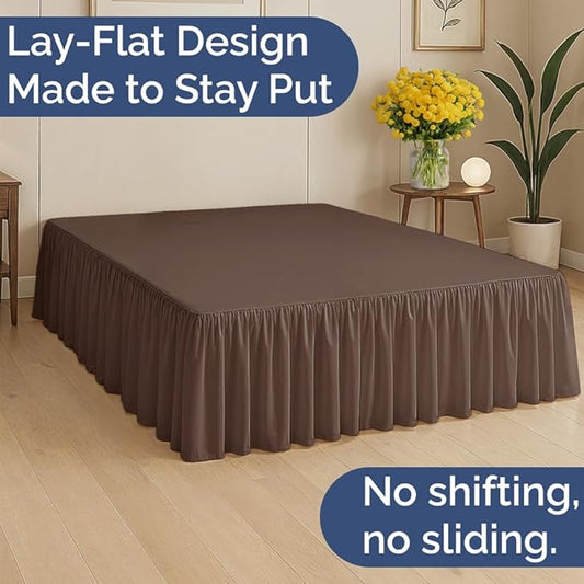 Bedskirt Full Size Ruffle - 18 inch Drop Dust Ruffle Bed Skirt with Platform - Ultra-Soft, Easy Fit, Premium Hotel Quality - Wrinkle, Fade & Shrink Resistant - for Women, Men, Kids and Teens - Brown