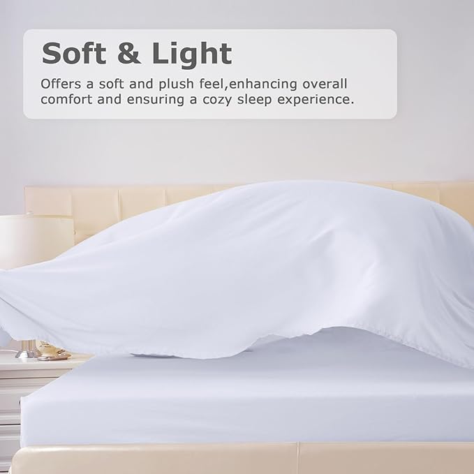 Twin XL Size Bed Sheet Set - 3 Piece Soft Microfiber Sheets with Deep Pockets, Cooling Technology, and Wrinkle-Free Pillowcase. Hotel-Quality, Durable Bedding, Brilliant White