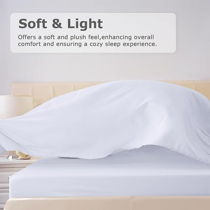 Twin Size Bed Sheet Set - 3 Piece Soft Microfiber Sheets with Deep Pockets, Cooling Technology, and Wrinkle-Free Pillowcase. Hotel-Quality, Durable Bedding, Brilliant White