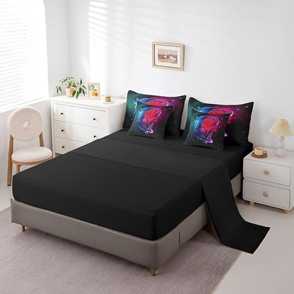 Erosebridal Gothic Dragon Dream Catchers 7 Piece Comforter Set Full Bed in a Bag,Purple Blue Galaxy Bohemian Feather Bedding Sets Antique Animal Pterosaur Sheet Set with Comforter
