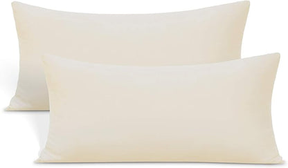 2-Pack Stretch Pillow Cases - Jersey Knit & Ultra Soft Envelope Closure Pillowcases T-Shirt Like Microfiber Blend - Suitable for Queen or Standard Size Set of 2, Beige