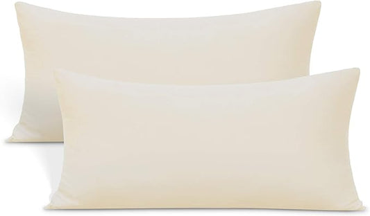 Jersey Knit Small Pillowcases - Mini Pillow Cases for Travel or Toddler Pillows Sized 12x16, 13x18 or 14x20, Ultra Soft Envelope, Microfiber, Set of 2, Beige