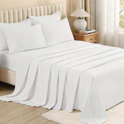 Litanika Comforter Queen Size Set White - 7 Pieces Bed in a Bag Queen Bedding Comforter Sets, Plain Lightweight Bed Set with Comforter, Sheets, Pillowcases & Shams