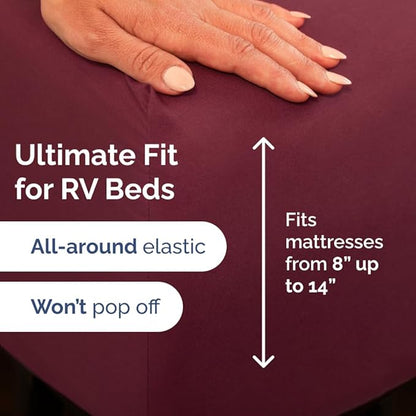 Short Queen Size 4 Piece Sheet Set - RV Short Queen, Soft, Breathable & Cooling Bed Sheets Set with Deep Pockets - Hotel Luxury Bedding for Women, Men, Kids, Teens, Boys & Girls - Oeko-Tex - Burgundy