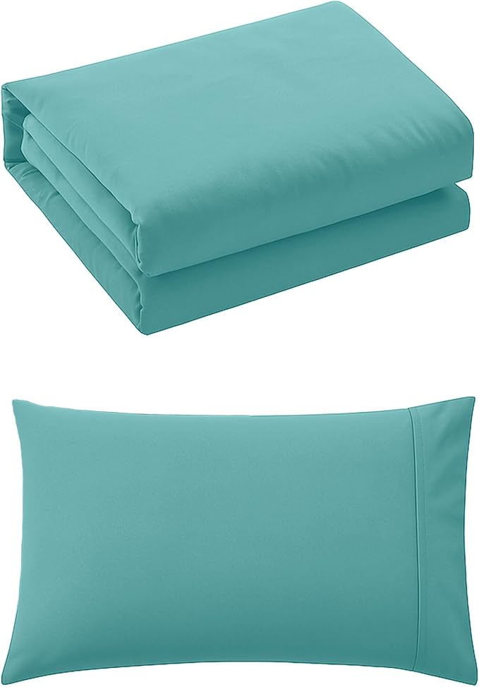 Pure Bedding Duvet Cover Twin/Twin XL Size - 2 Pieces Extra Soft Bedding Set, Includes 1 Twin Duvet Cover 68x90 Inches with Zipper Closure & 1 Pillow Sham, Comforter Not Included, Aqua