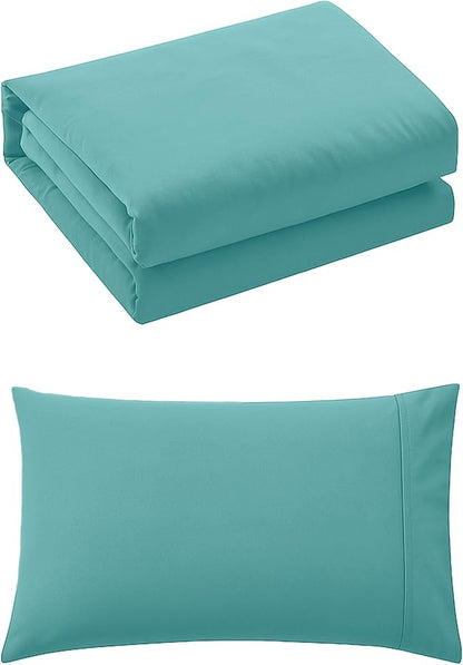 Pure Bedding Duvet Cover Twin/Twin XL Size - 2 Pieces Extra Soft Bedding Set, Includes 1 Twin Duvet Cover 68x90 Inches with Zipper Closure & 1 Pillow Sham, Comforter Not Included, Aqua