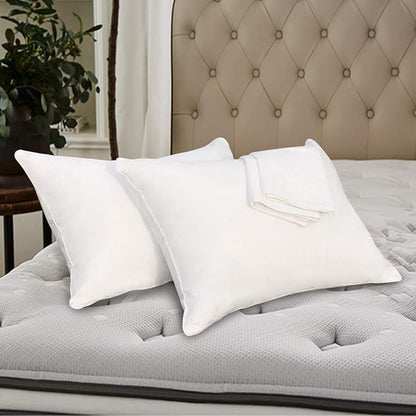 Precoco White King Pillow Cases Set of 4 | 100% Cotton Pillowcases with Zipper Hidden | Premium Cooling Decorative Pillow Covers with 600 Thread Count, Soft & Smooth, 20x36 inches