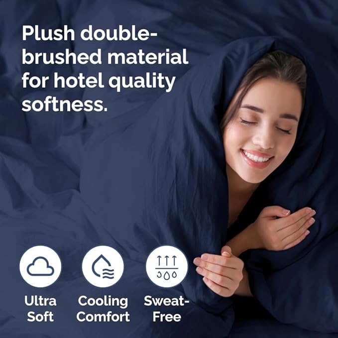 Duvet Cover Oversized King Size Set - Extra Soft Oversized King Duvet Cover with 2 Pillow Shams - Hotel Luxury, Easy Care & Fade Free w/ Zipper Closures & Ties - Comfy, Cozy & Breathable (Navy Blue)