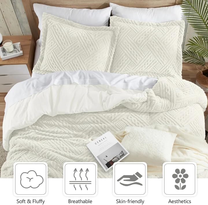 Homelike Moment Fleece Twin/Twin XL Comforter Set,Fluffy Bed Set 2 PC White