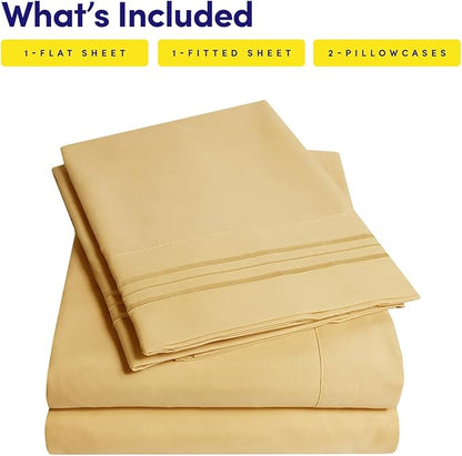 1500 Supreme Collection Extra Soft RV Queen Sheets Set, Camel - Luxury Bed Sheets Set with Deep Pocket Wrinkle Free Bedding, Over 40 Colors, RV Queen Size, Camel Short Queen