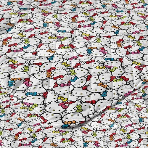 Northwest Sanrio Hello Kitty Rainbow Bows Quilted Throw, Comfy Throw, Adults Boys Girls, Soft Lightweight for Chair or Couch, 60 x 80 inches