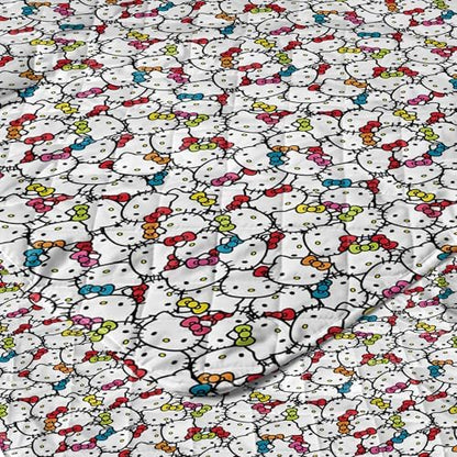 Northwest Sanrio Hello Kitty Rainbow Bows Quilted Throw, Comfy Throw, Adults Boys Girls, Soft Lightweight for Chair or Couch, 60 x 80 inches