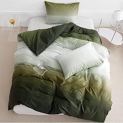 Houseri White and Green Comforter Set Twin Gradient Green Comforter Bedding Sets Twin Size, Twin(68‘90‘-Comforter)