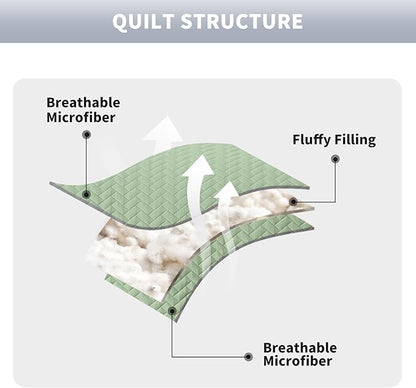 Maple&Stone Quilt Set Full/Queen, Lightweight Mint Green Bedspread Ultrasonic Chevron Pattern Light Coverlet for All Season Comforter Bedding Decor - 3 Piece Queen Size Bed Cover Sets