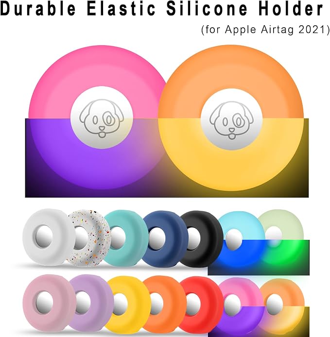 for Airtag Holder for Dog Collar, Cibaabo Silicone Air Tag Case Cover | for 0.8-1.2inch Pet Collar | doesn't dangle | Compact | Easy Installation | Compatible with Apple Airtags