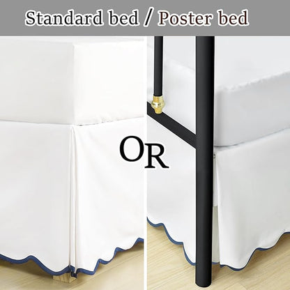 HIG King Bed Skirt - Easy Fit Scallop Edge Pleated Bedskirts with Spilt Coner, 18 Inch Drop Anti-Slip Dust Ruffle, Thick Fabric for Enhanced Privacy, Pre-Washed for Long-Lasting Use, Machine Washable