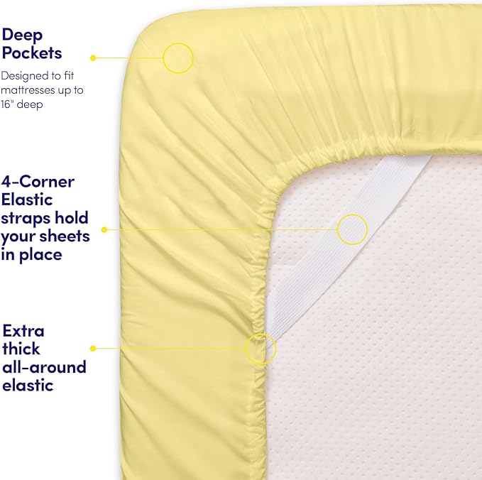 1500 Supreme Collection Extra Soft RV Queen Sheet Set, Pale Yellow- Luxury Bed Sheet Set with Deep Pocket Wrinkle Free Bed Sheets, RV Queen Size, Pale Yellow