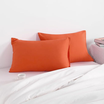 NTBAY Queen Pillow Cases Set of 2, 2 Pack Brushed Microfiber 20x30 Pillow Cases, Soft, Wrinkle, Fade, Stain Resistant Brunt Orange Pillow Cases with Envelope Closure, 20x30 Inches, Brunt Orange