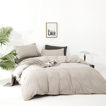 CLOTHKNOW Light Khaki Comforter Set Queen Beige Taupe Bedding Comforter Sets Soft Oatmeal Queen Size Comforter Sets with 2 x Pillowcases