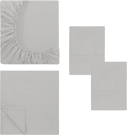Modern Threads Soft Microfiber Solid Sheets - Luxurious Microfiber Bed Sheets - Includes Flat Sheet, Fitted Sheet with Deep Pockets, & Pillowcases Vapor Blue California King