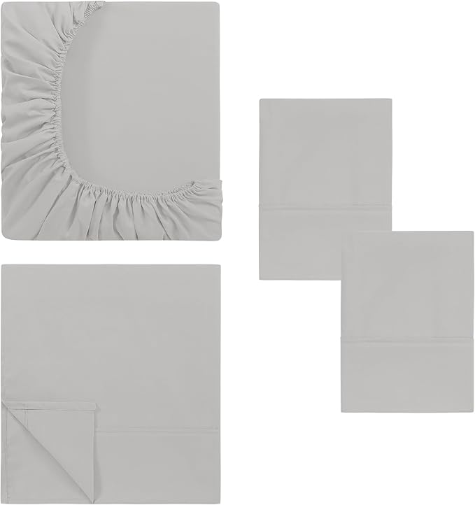 Modern Threads Soft Microfiber Solid Sheets - Luxurious Microfiber Bed Sheets - Includes Flat Sheet, Fitted Sheet with Deep Pockets, & Pillowcases Vapor Blue Queen