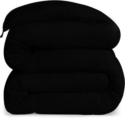 Utopia Bedding Comforters Twin Size, All Season Duvet Insert, Down Alternative Box Stitched Bed Comforter with Corner Tabs, Machine Washable (Black)